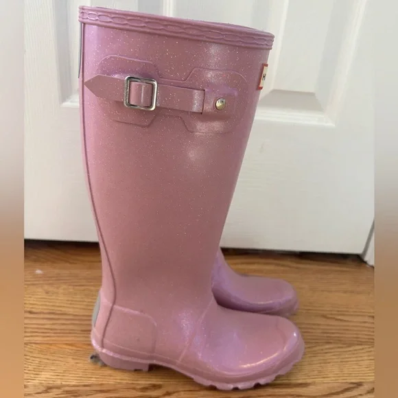 Hunter Lavender Sparkly Rain Boots big kid size 4/5 - Picture 3 of 7